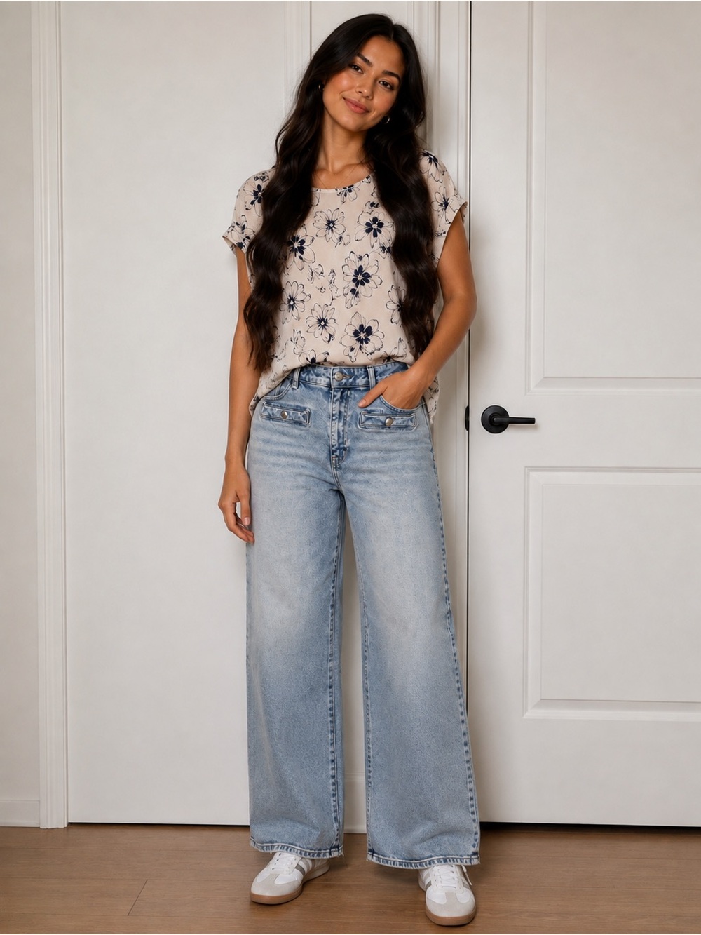 Michael Kors Light Blue Wide-Leg Jeans